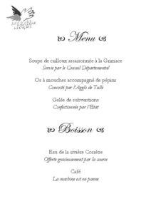 Menu de l'airfood