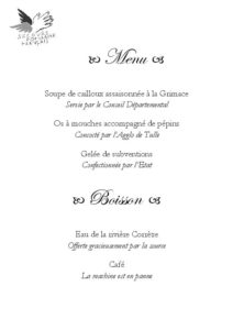 Menu de l'airfood